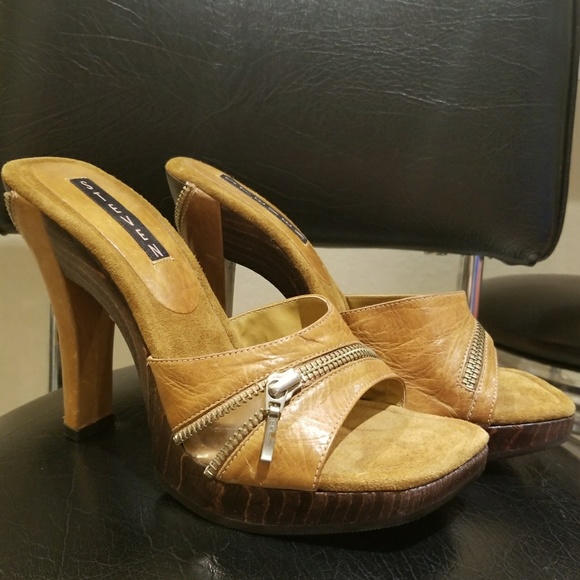 Rare Steven Madden Cognac Brown Heels w/Zipper - Picture 1 of 6